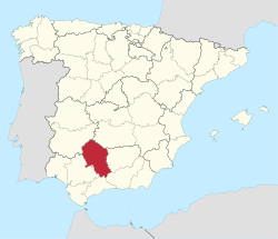 Map of Spain with Córdoba highlighted