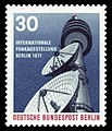 Berliner Sondermarke mit dem Fernmeldeturm Schäferberg und der Erdfunkstelle Wannsee Internationale Funkausstellung 1971