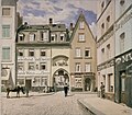 Heumarkt – Westseite mit Eingang Fleischhalle, Aquarell von Wilhelm Scheiner (1890)