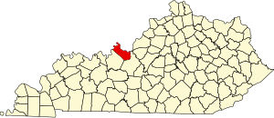 Map of Kentucky highlighting Meade County