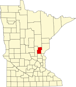 Map of Minnesota highlighting Kanabec County