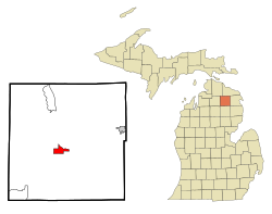 Location in Montmorency County and the state of Michigan