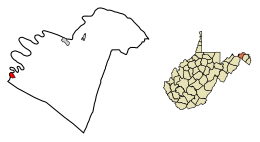 Location of Paw Paw in Morgan County, West Virginia.