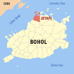 Map of Bohol with Getafe highlighted