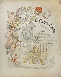 "Diploma" for a loyal subscriber to Le Courrier Français