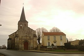 The church of Saint-Rémi and the town hall, in Pouillé