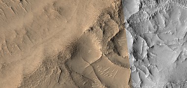 Close color view of ridges, as seen by HiRISE under HiWish program