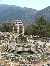 View of the archeological site of Delphi