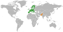 Map indicating locations of European Union and Pakistan
