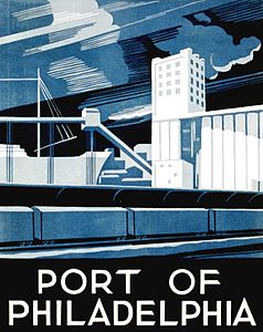 WPA poster advertising Port of Philadelphia (1937)