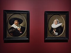 The two paintings hanging together at the Frans Hals exhibition at the National Gallery, London in 2023-24.