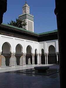 The Grand Mosque of Paris (1920–1924) built to honor the Muslim soldiers who died fighting for France in World War I.