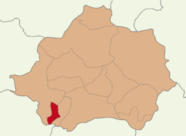 Map showing Pazarlar District in Kütahya Province