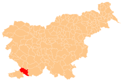 Location of the Municipality of Hrpelje-Kozina in Slovenia