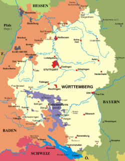 Location of Württemberg