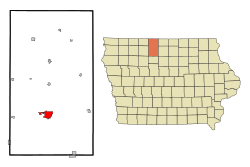 Location of Algona, Iowa
