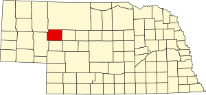 Map of Nebraska highlighting Grant County