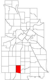 Location of Tangletown within the U.S. city of Minneapolis