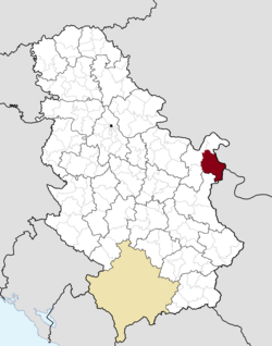 Location of the municipality of Negotin within Serbia