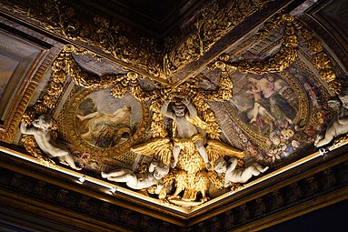 Baroque festoons on the boiserie of a room from the Hôtel Colbert de Villacerf, now in the Musée Carnavalet, Paris, unknown architect, sculptor and painter, c.1650[7]