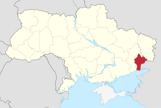 Das Gebiet der „Volksrepublik Donezk“ innerhalb der Ukraine