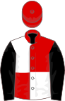 Red and White (quartered), Black sleeves, Red cap