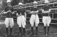 Winners of the annual Inter-University match at Hurlingham. Left to right: Mr. A. S. Poole, Hon. W. J. C. Pearson, Mr. J. Lakin and Mr. R. V. Taylor