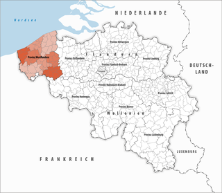 Lage der Provinz Westflandern innerhalb Belgiens hervorgehoben
