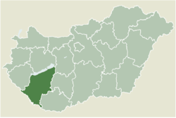 Location of Somogy county in Hungary