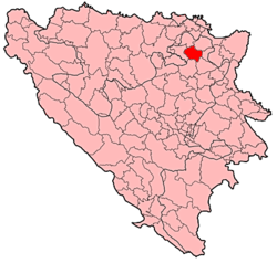 Location of Srebrenik within Bosnia and Herzegovina