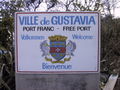 Swedish, French and English welcome sign in Gustavia, France.