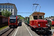 ABe 4/12 (Stadler Walzer), operating as S23 service, and a nostaglic train of AB at Wilen
