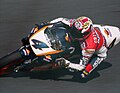 Àlex Crivillé riding his Repsol Honda NSR500 at the 1996 Japanese Grand Prix.