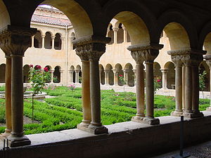 The Abbey of Santo Domingo de Silos, Spain, has an upper arcade for access.