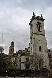 A large white church with a tall tower