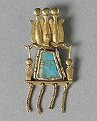 Pendant; circa 1069 BC; gold and turquoise; overall: 5.1 x 2.3 cm; Cleveland Museum of Art (Cleveland, USA)