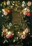 Daniel Seghers: Kartusche mit Blumen (leer, unvollendet ?), Öl auf Kupfer, 87,0 × 60,7 cm, Royal Collection