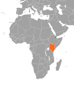 Map indicating locations of Djibouti and Kenya