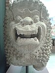 Dvaravati period lion stucco, Phra Pathom Chedi National Museum.