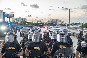 Florida Highway Patrol in riot control gear