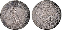 Kurfürst Ernst, Herzog Albrecht, Herzog Wilhelm III., Horngroschen von 1466, Leipzig