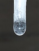 Lattice work or calcite rafts on a calthemite (soda) straw stalactite drop