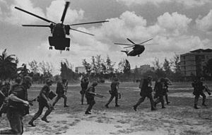 United States Marines deploy at LZ Hotel on 12 April 1975