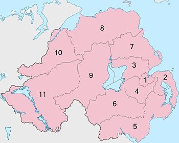 11 Northern Ireland local government districts, operating in shadow form 2014–2015.