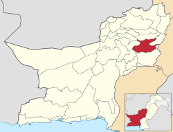 Karte von Pakistan, Position von Distrikt Kohlu hervorgehoben