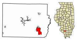 Location of Du Quoin in Perry County, Illinois.