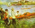 Oarsmen at Chatou by Pierre-Auguste Renoir (1879). Renoir knew that orange and blue brightened each other when put side by side.