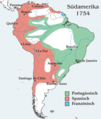 Image 24Spanish and Portuguese control of South America in 1754 CE (from History of Uruguay)
