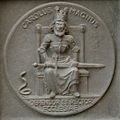Charlemagne on the bronze door of the Grossmünster at Zürich, by Otto Münch, 1935