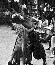 Rudolph Valentino dancing the tango in 'Four Horsemen of the Apocalypse', a movie that popularized the dance internationally.
